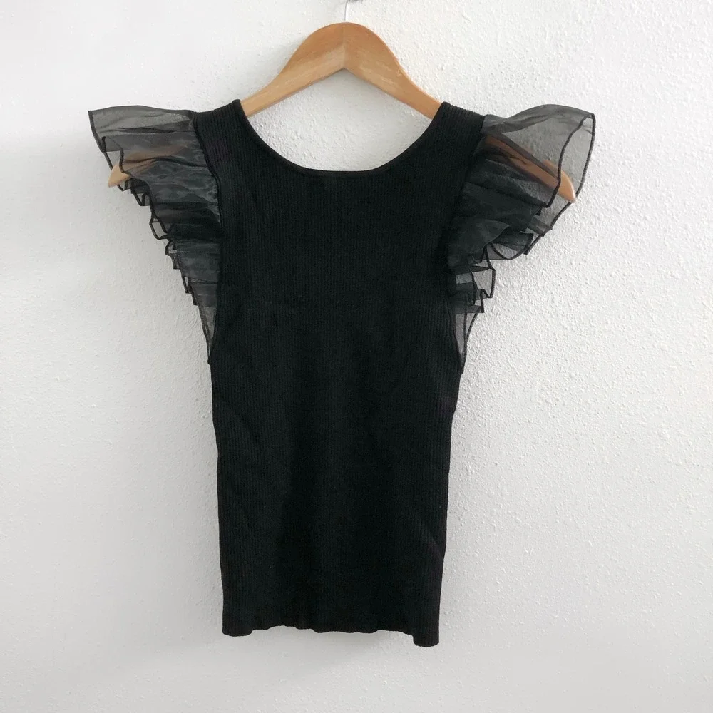 ANTHROPOLOGIE Ruffled Sweater Tank Size XS - Picture 3 of 11